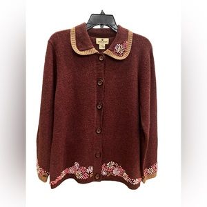 NWT VTG Woolrich Women’s Cabernet 100% Wool Size Large Cardigan